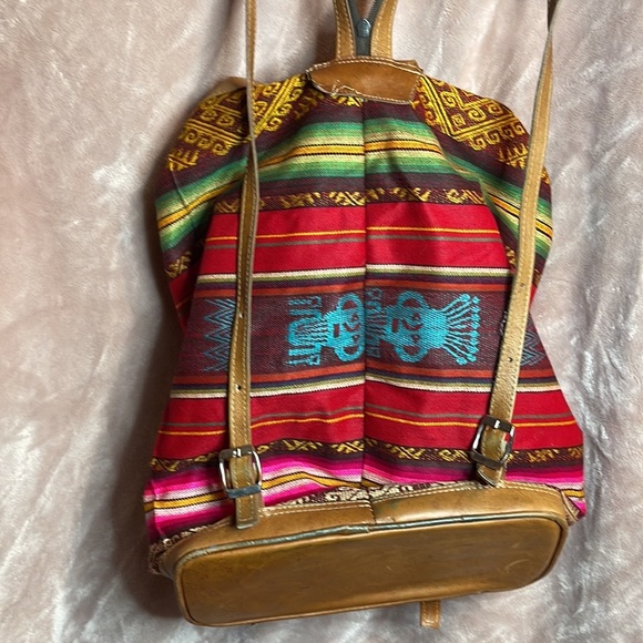 Aztec Leather and canvas backpack/ single shoulder bag - Picture 12 of 16